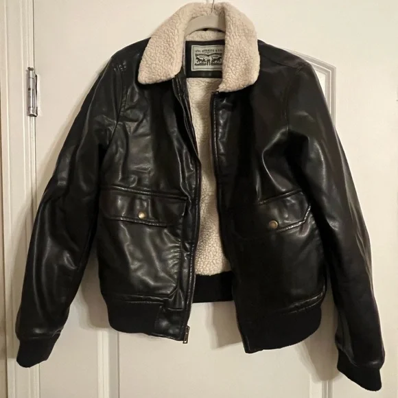 Levi’s faux leather sherpa aviator bomber jacket - NWOT - Picture 7 of 7